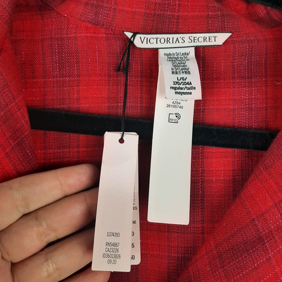 NWT Victoria Secret  Plaid Glitter Buttoned Sleep Shirt - Picture 7 of 9